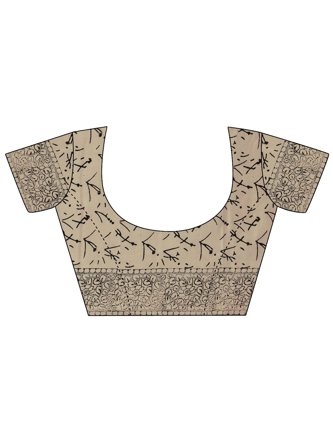  Beige Paisley Printed Cotton Saree 