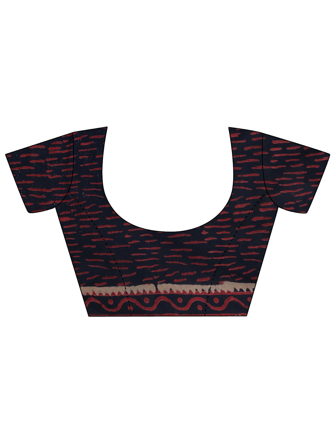  Navy Blue Dabu Print Cotton Saree 