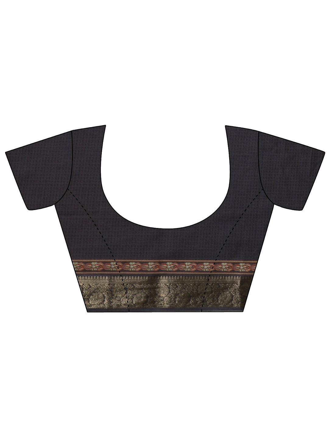  Charcoal Black Maharaja Print Silk Blend Saree 