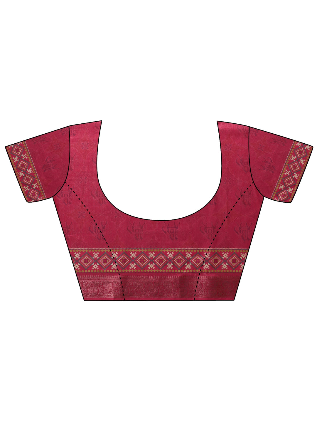  Pink Royal Elephant Print Silk Blend Patola Saree 