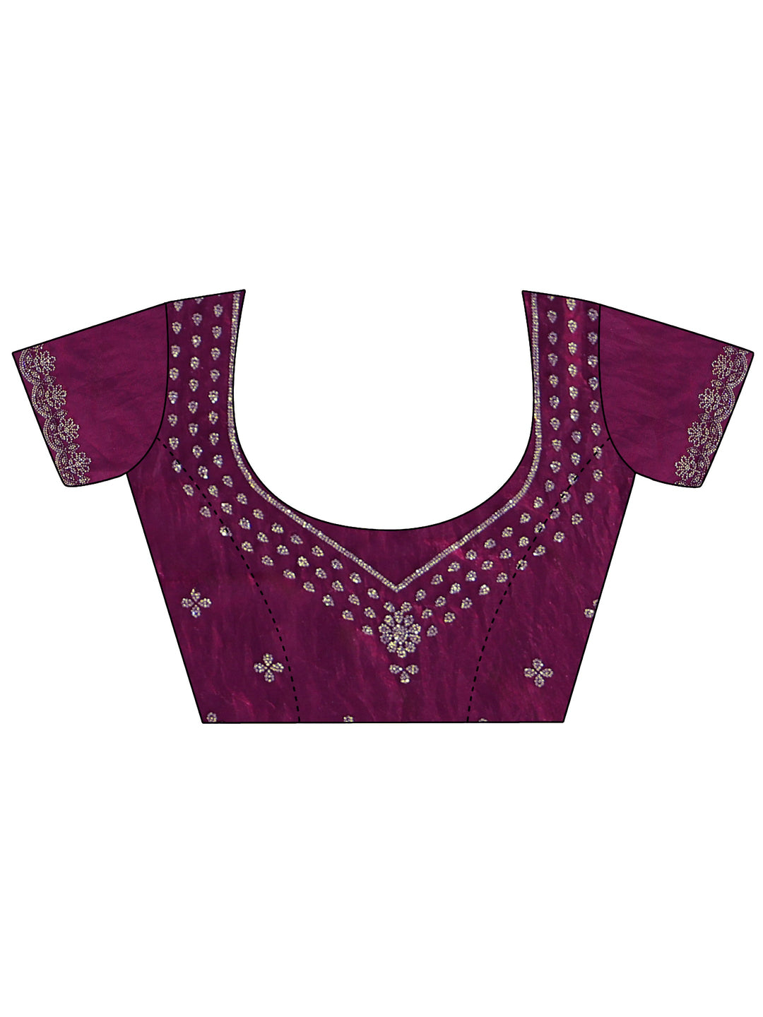  Burgundy Floral Embellished Tissue Saree 