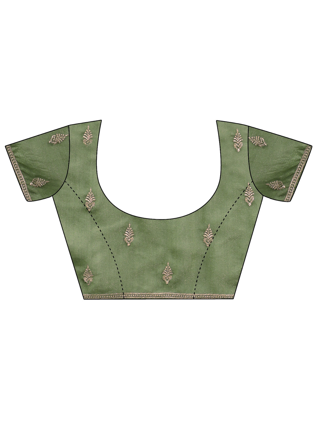  Sage Green Tissue Saree With Embellished Border 