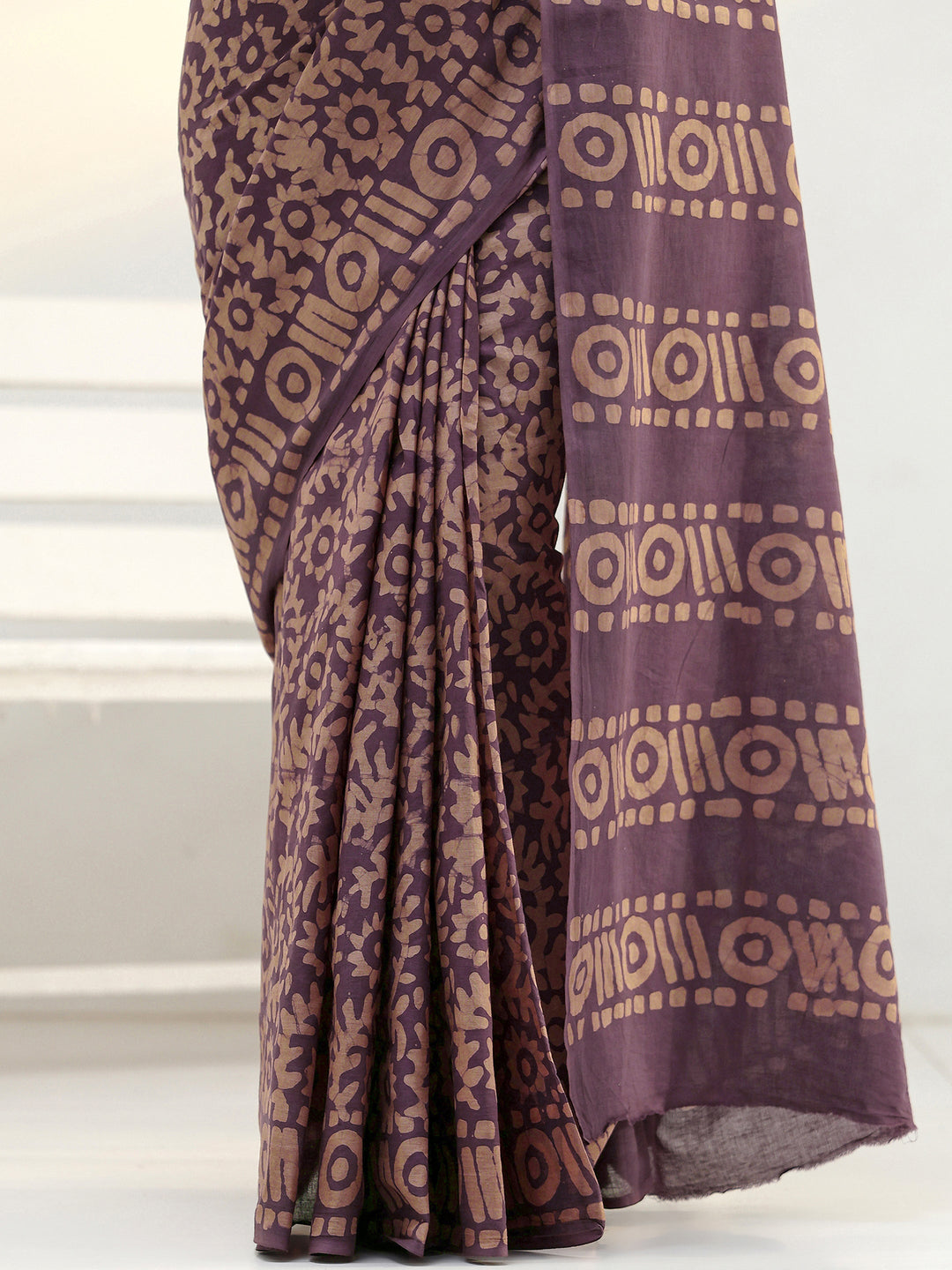  Mauve Batik Printed Cotton Saree 