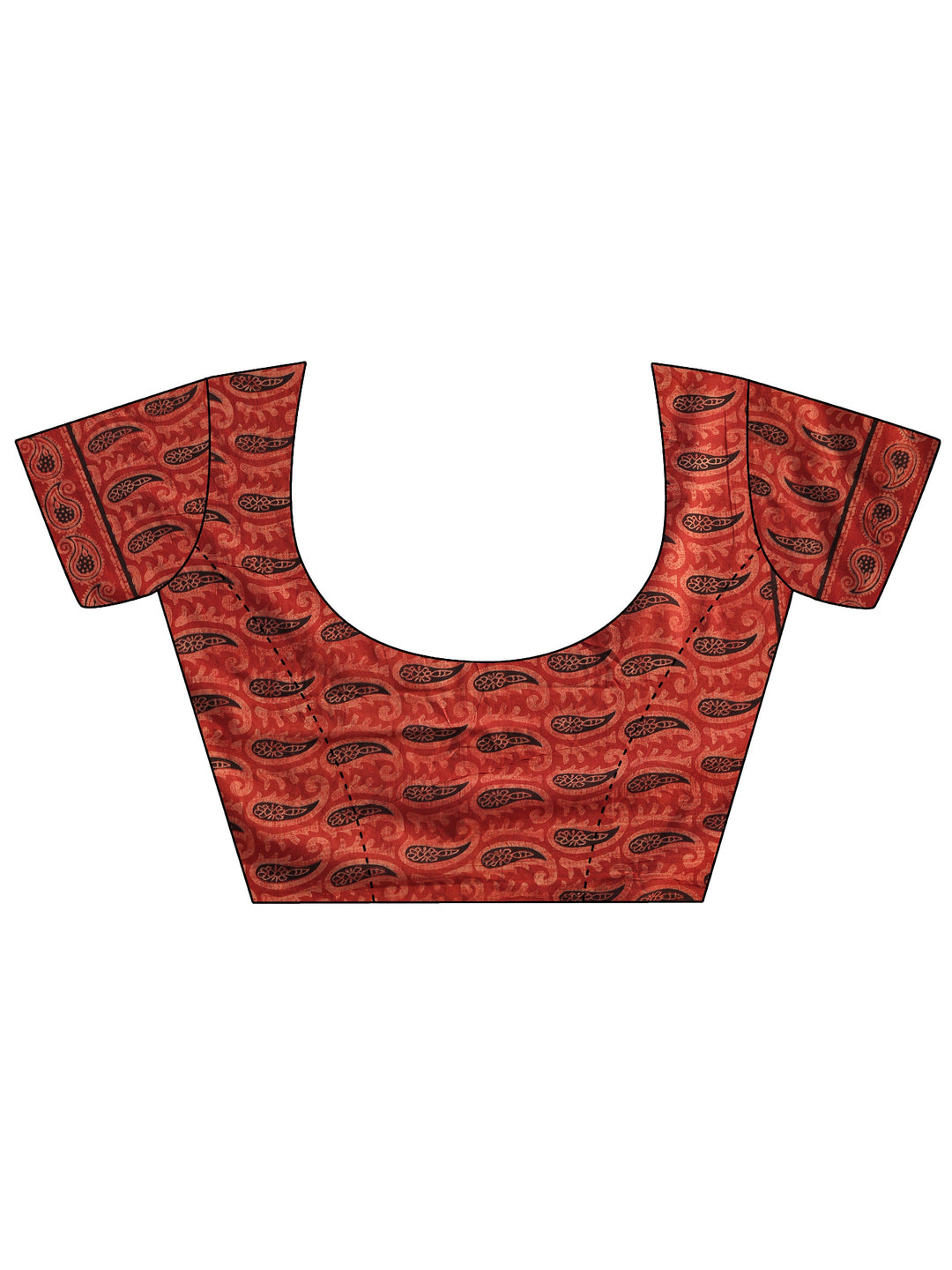  Red Paisley Printed Cotton Saree 