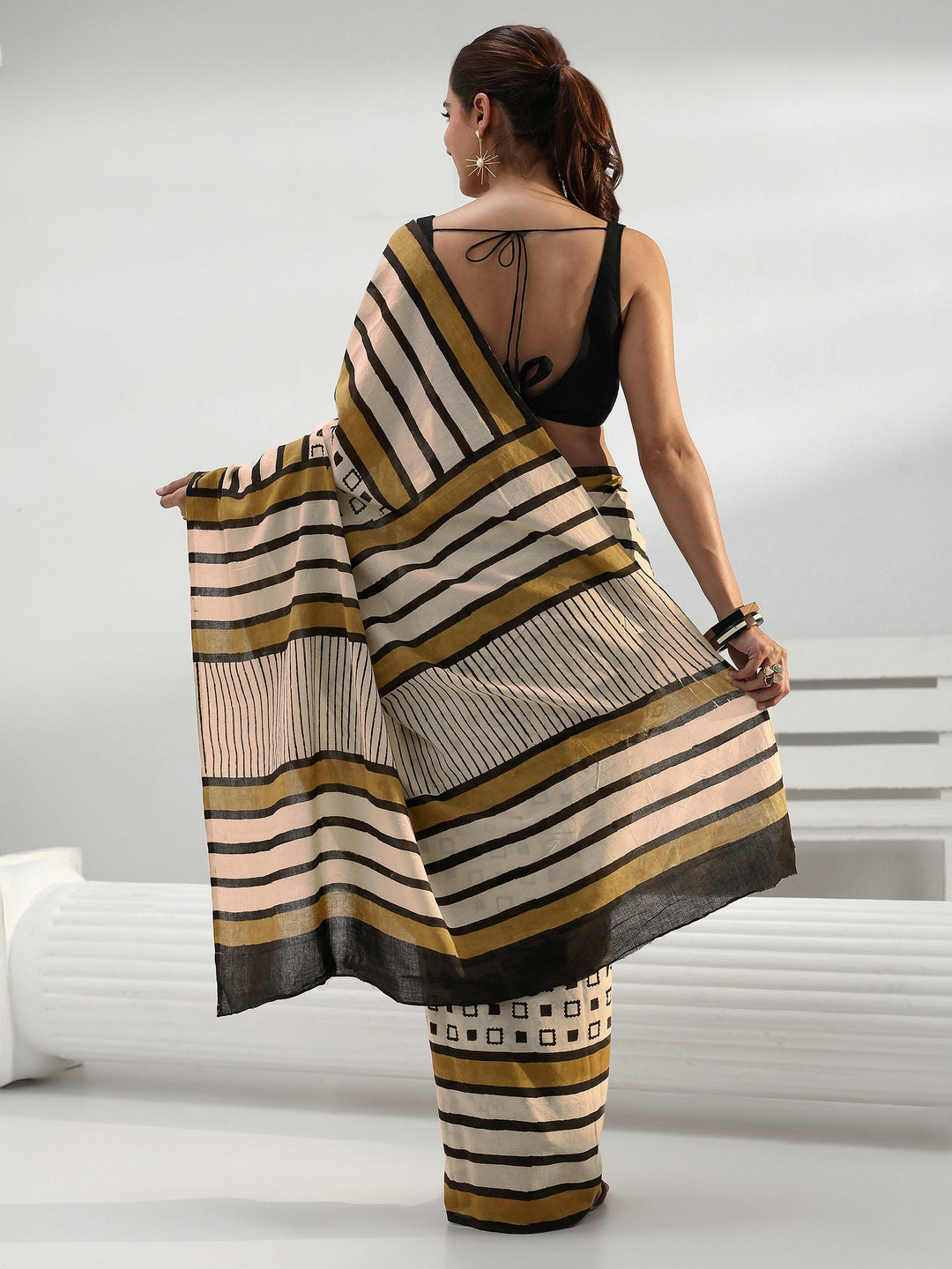  Beige Printed Cotton Saree 