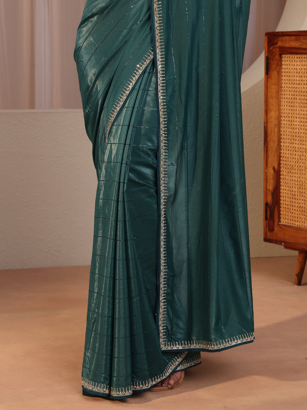  Emerald Green Silk Blend Saree 
