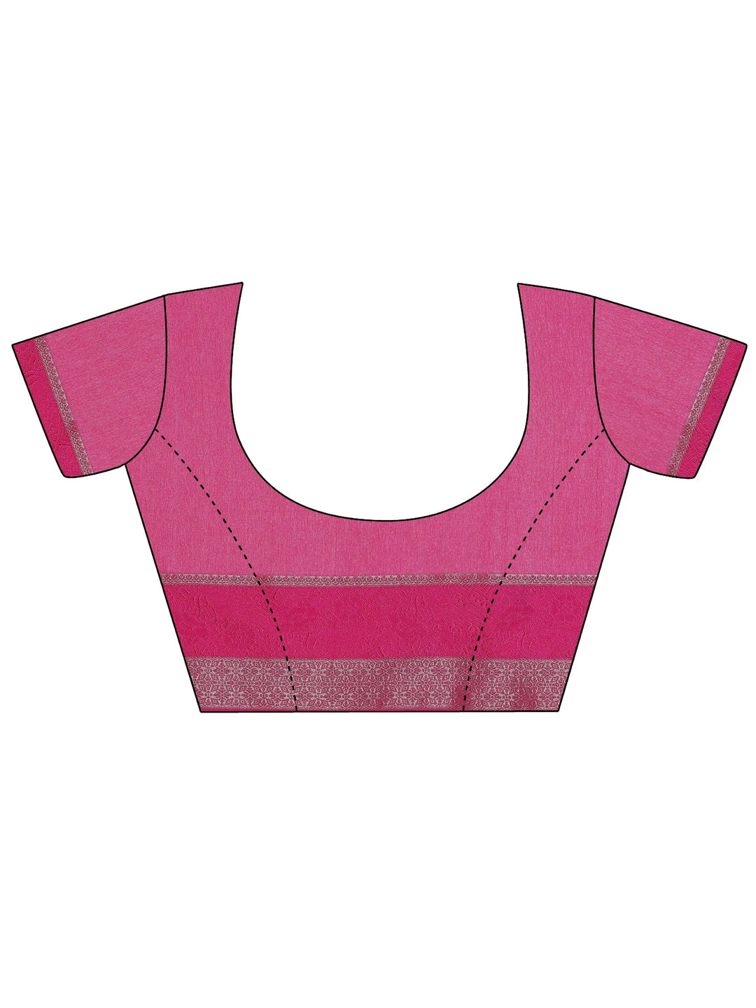 Pink Printed Silk Blend Saree With Unstitched Blouse Piece - Libas 