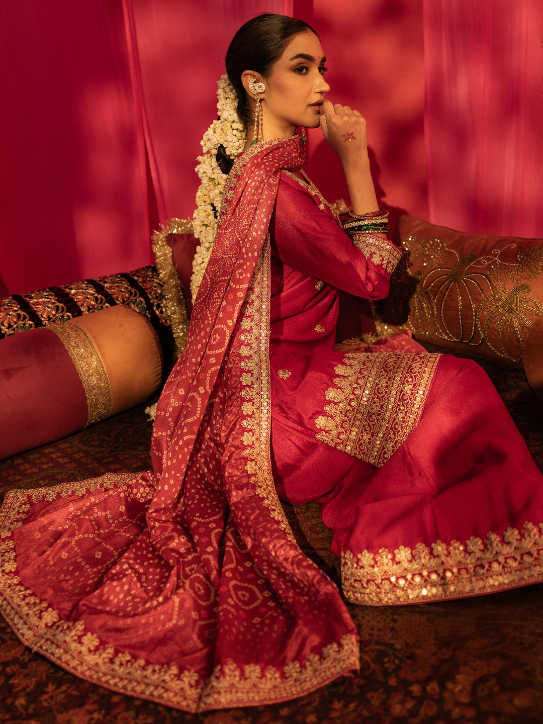Libas Mustard Printed Chinon Straight Suit Set With Dupatta