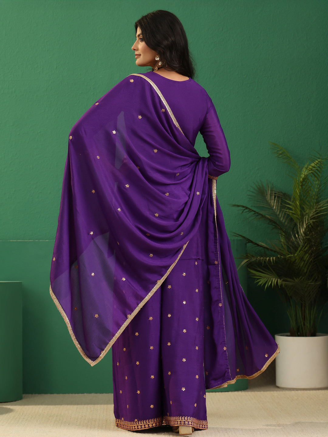  Libas Violet Yoke Design Chinon Palazzo Suit Set 