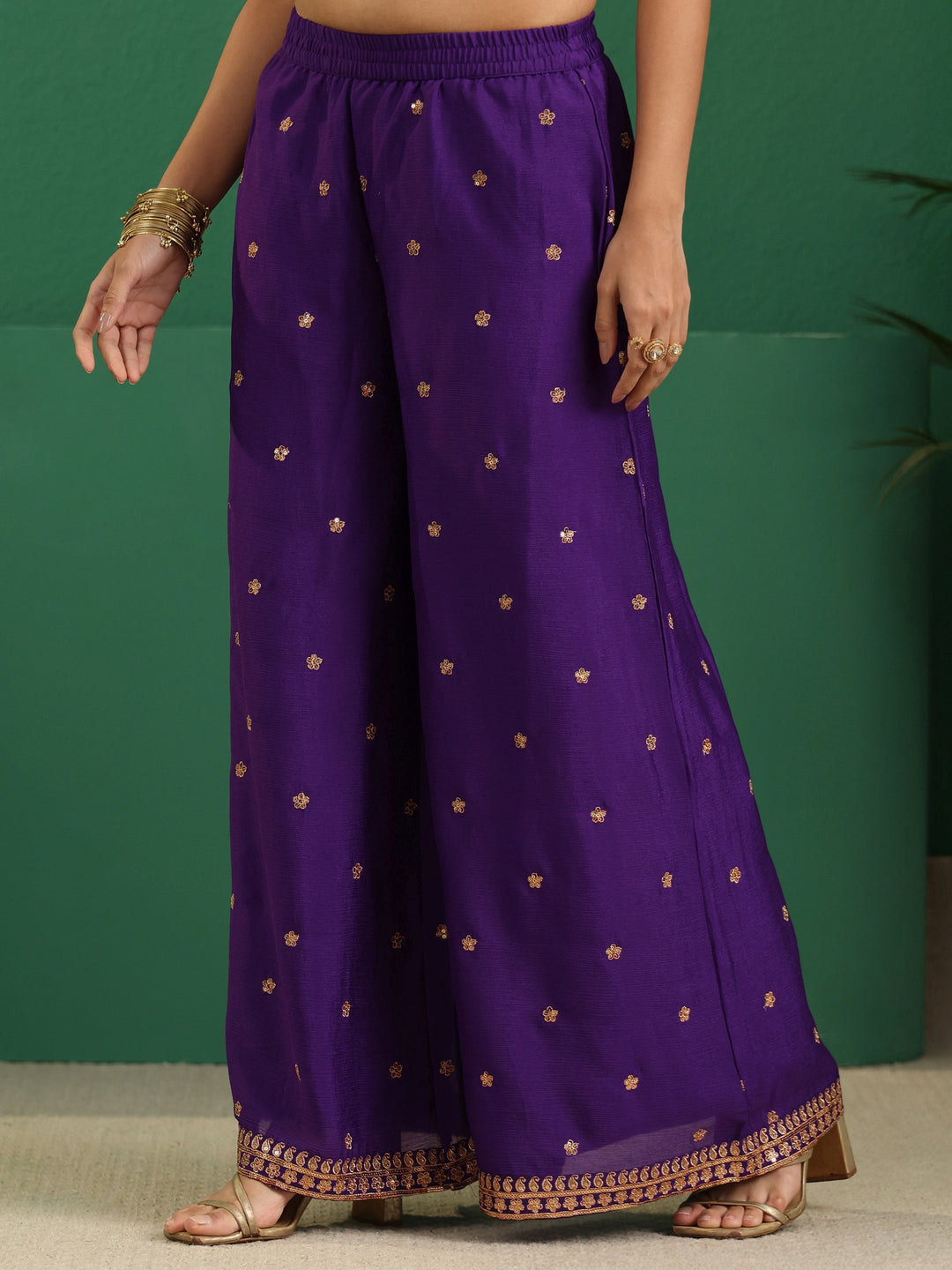  Libas Violet Yoke Design Chinon Palazzo Suit Set 