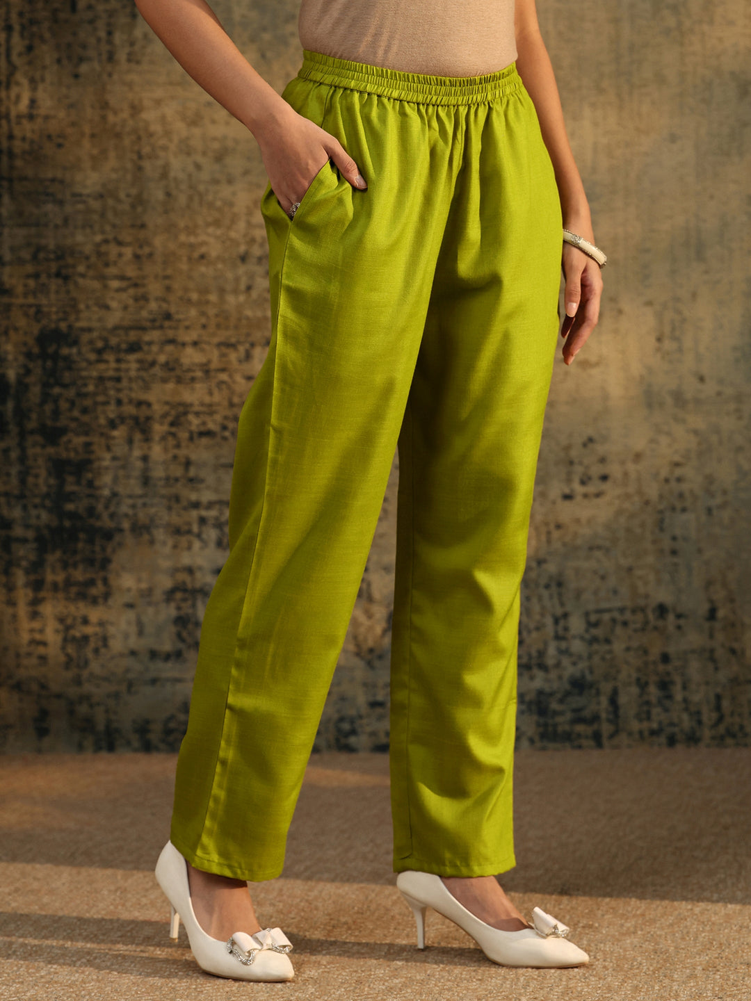  Libas Off White Floral Printed Linen Straight Suit Set 