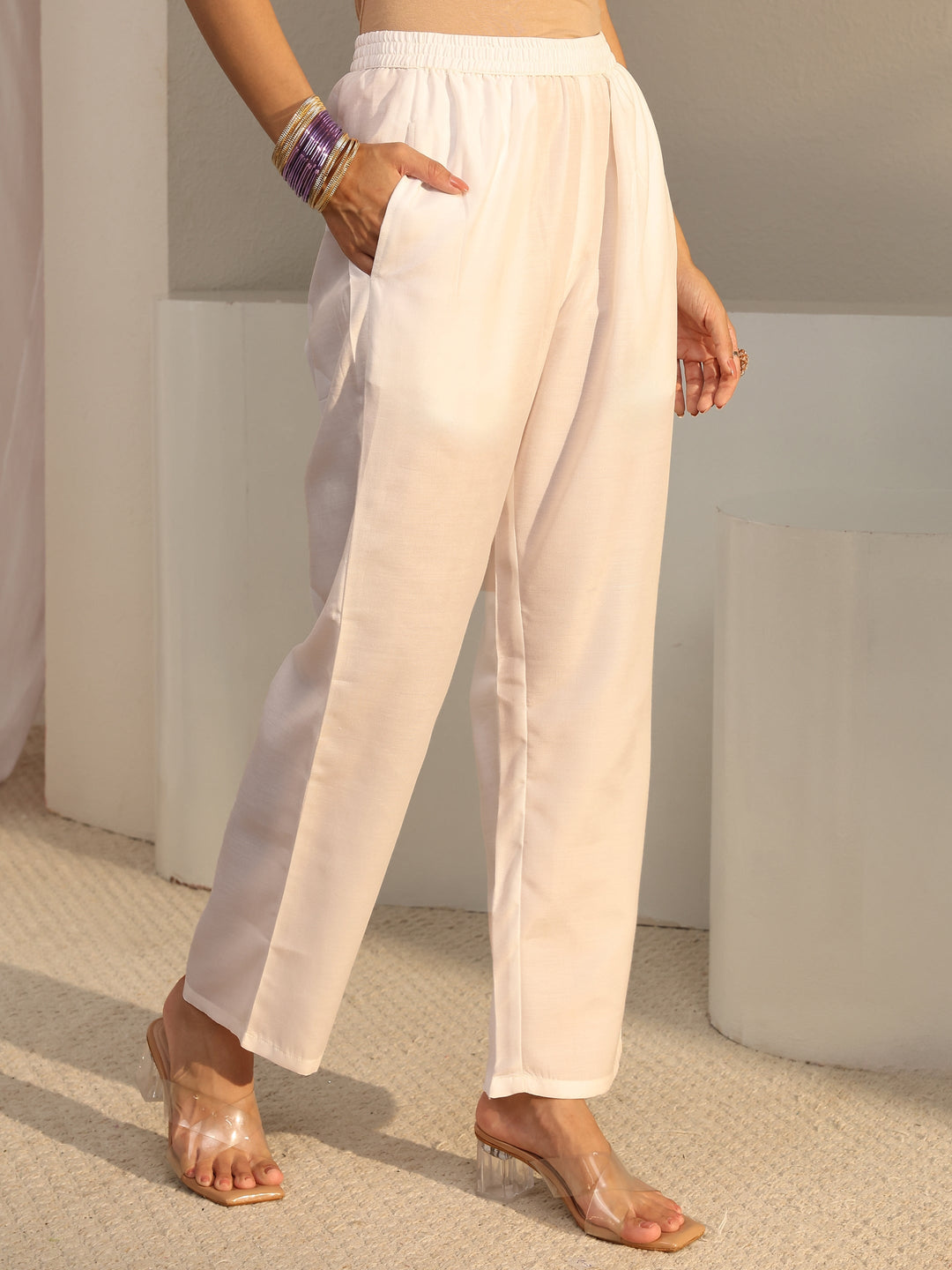  White Floral Embroidered Tissue Straight Suit Set With Dupatta 