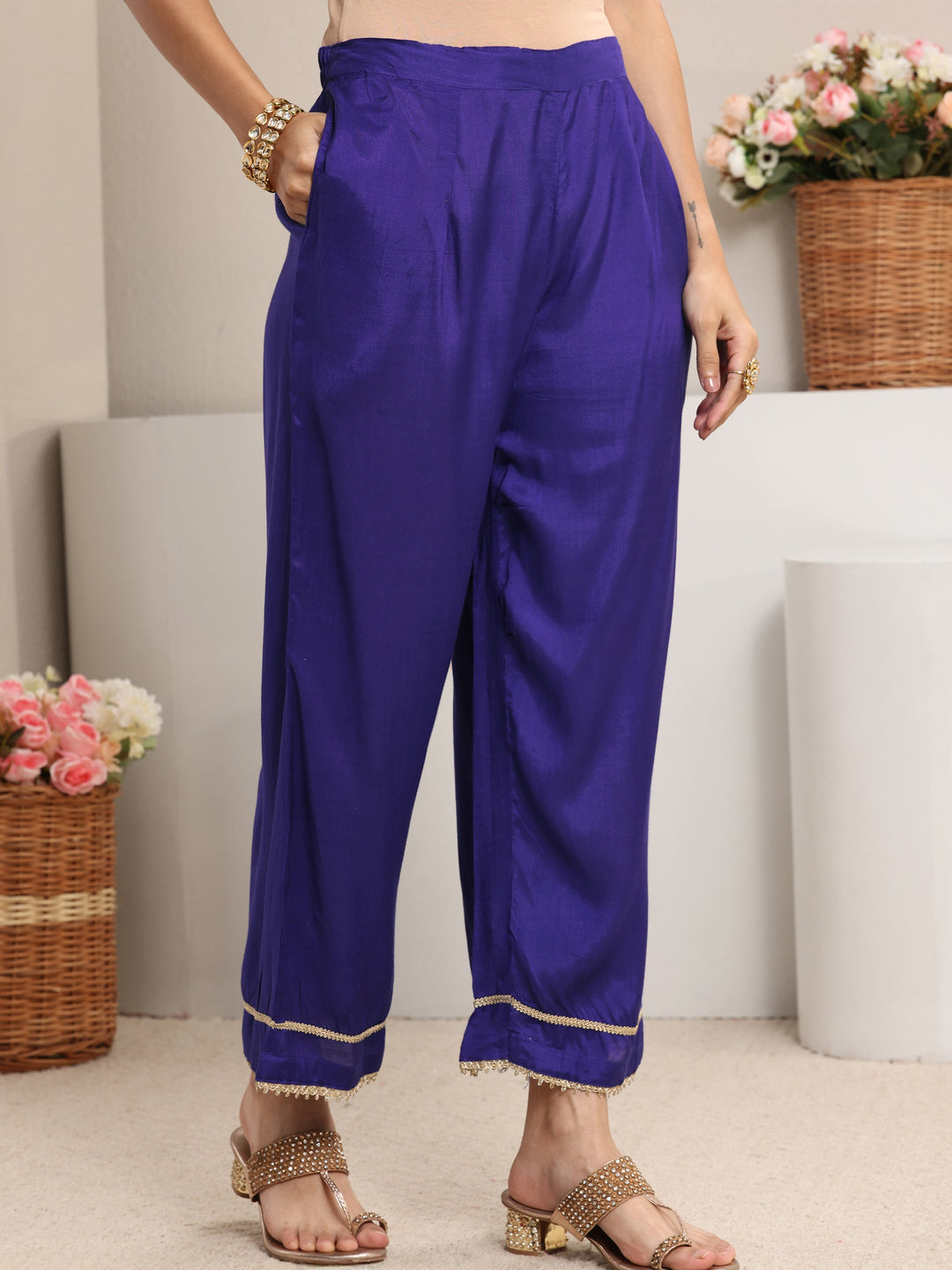  Purple Bandhani Printed Crepe Straight Suit Set With Dupatta 