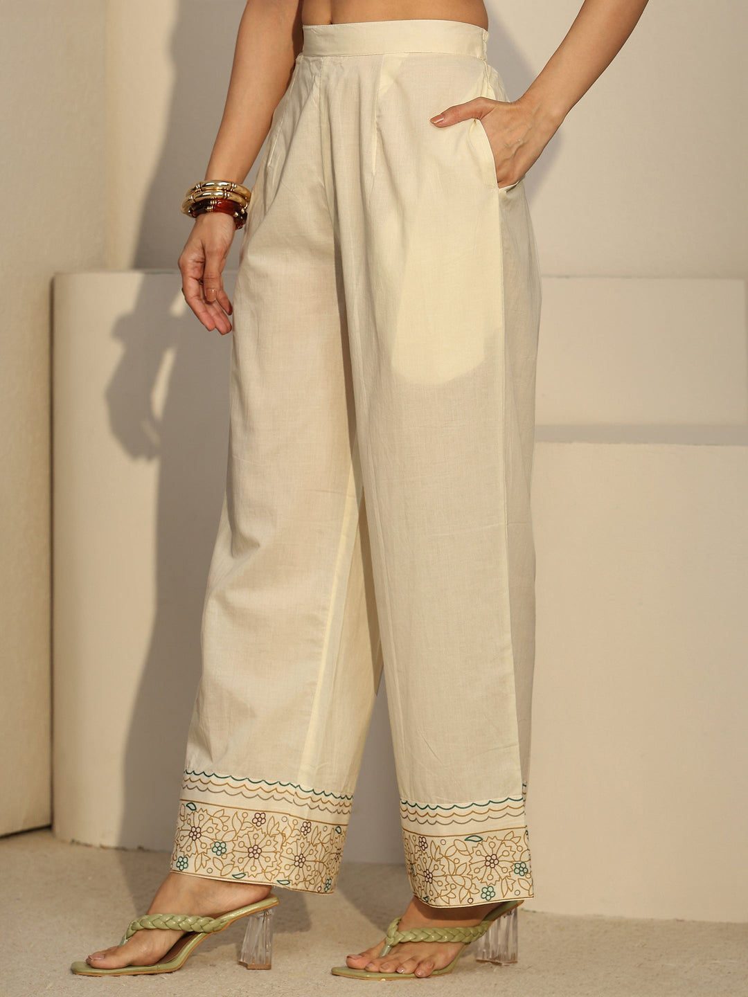  Libas Off White Floral Printed Linen Co-Ord Set 