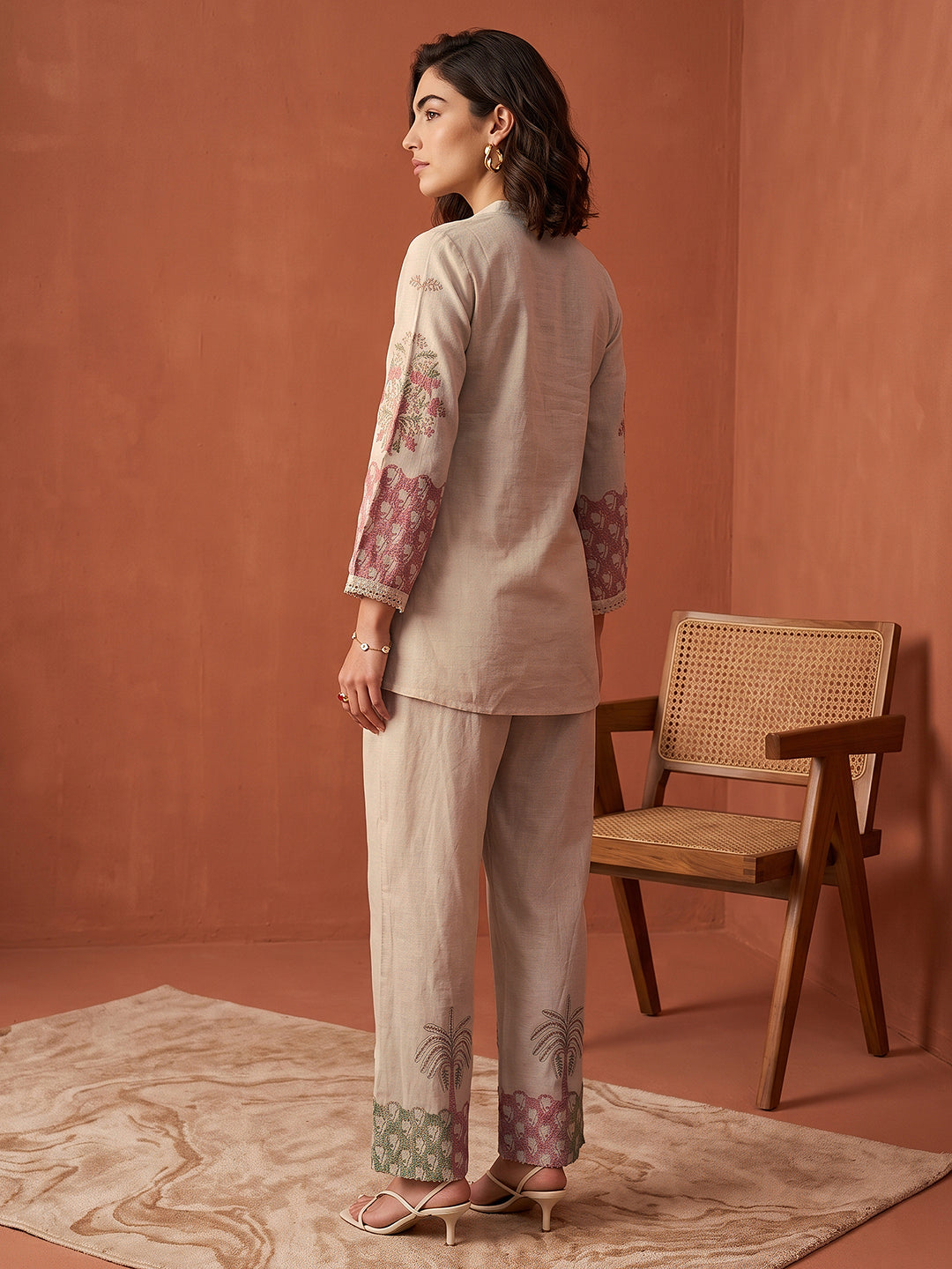  Libas Off White Printed Linen Co-Ord Set 