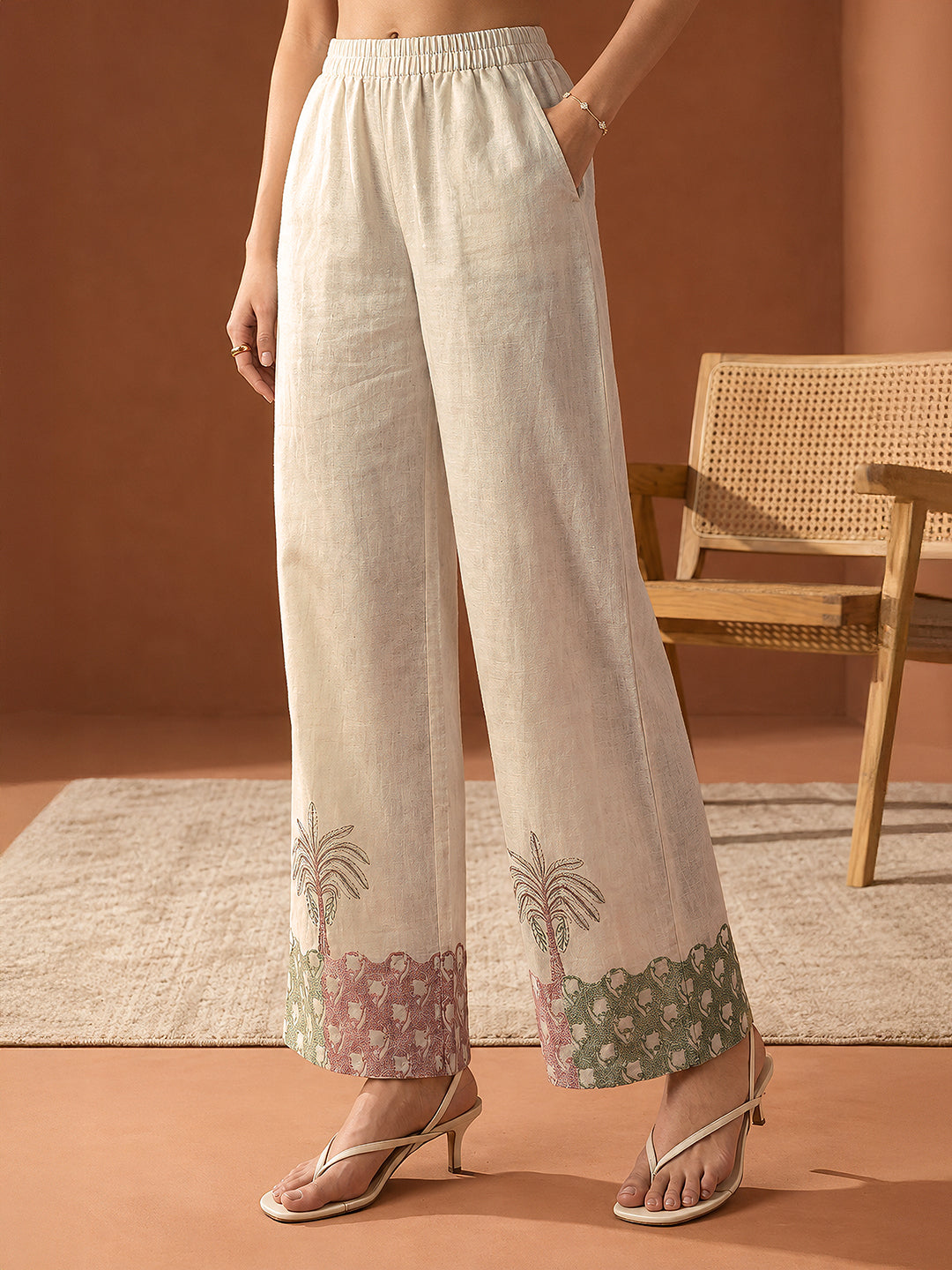  Libas Off White Printed Linen Co-Ord Set 