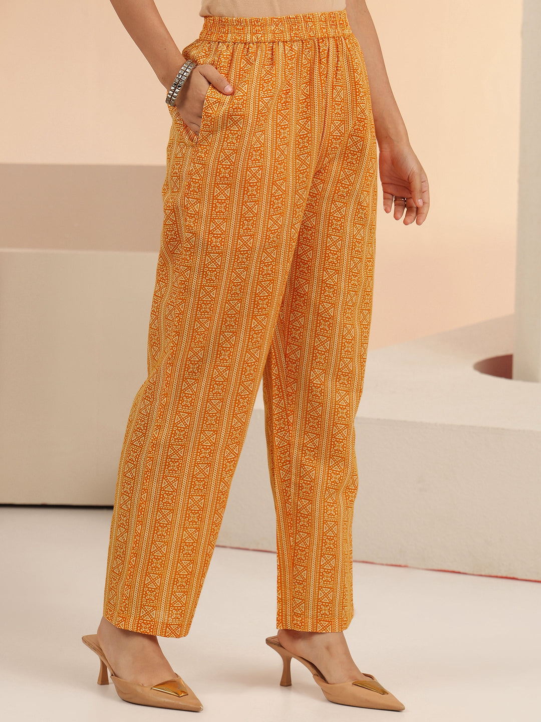  Libas Off White Floral Printed Cotton Straight Suit Set 