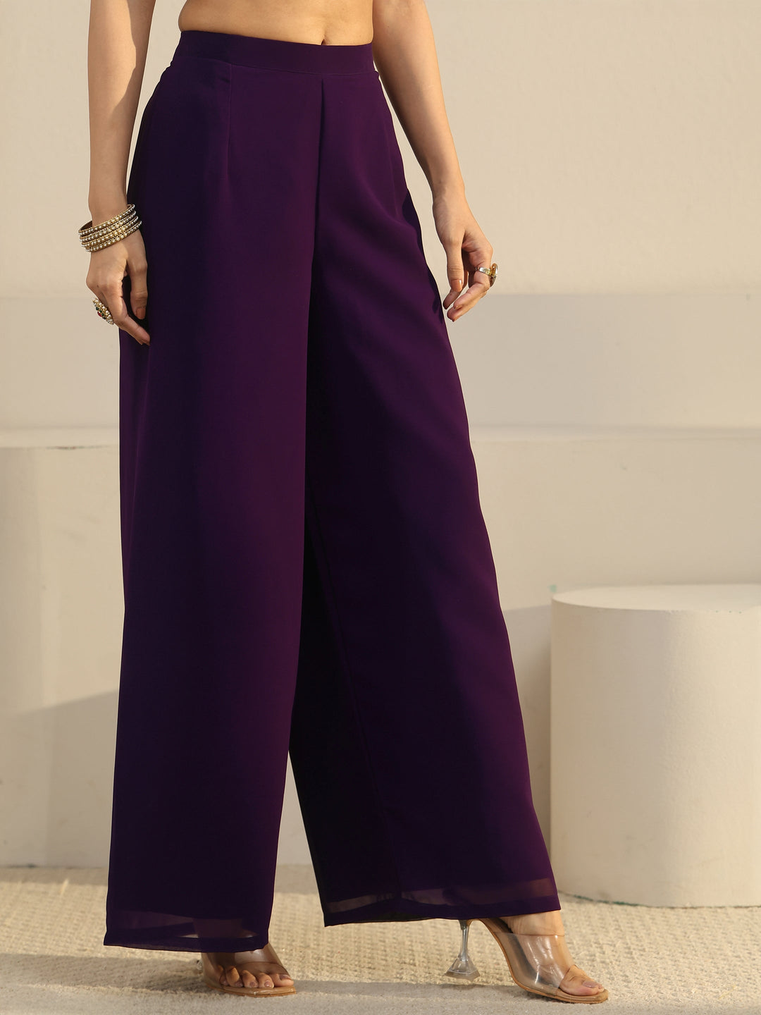  Libas Art Plum Purple Floral Embroidered Georgette Anarkali Suit Set 