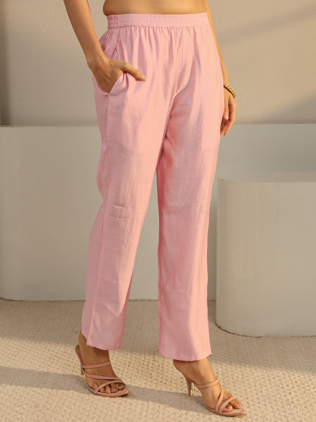  Pink Floral Embroidered Chinon Straight Suit Set With Dupatta 