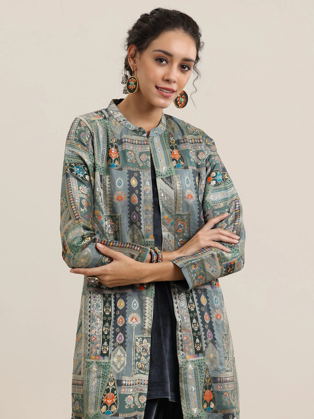  Grey Solid Velvet 3 Piece Co-Ords 