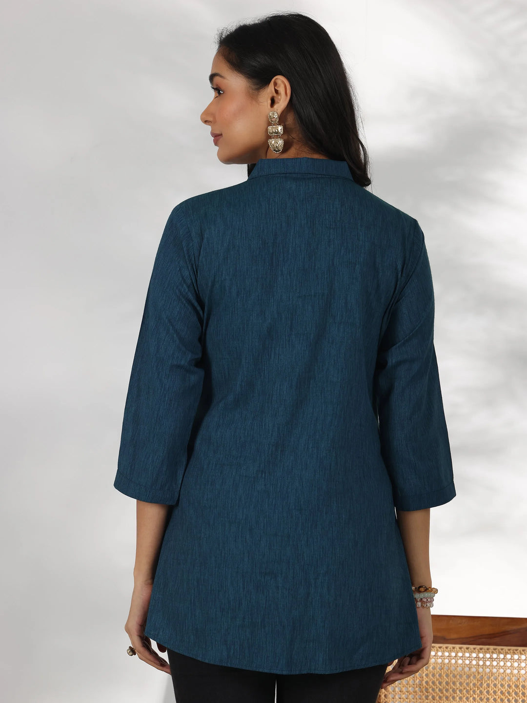  Green Solid Rayon Straight Tunic 