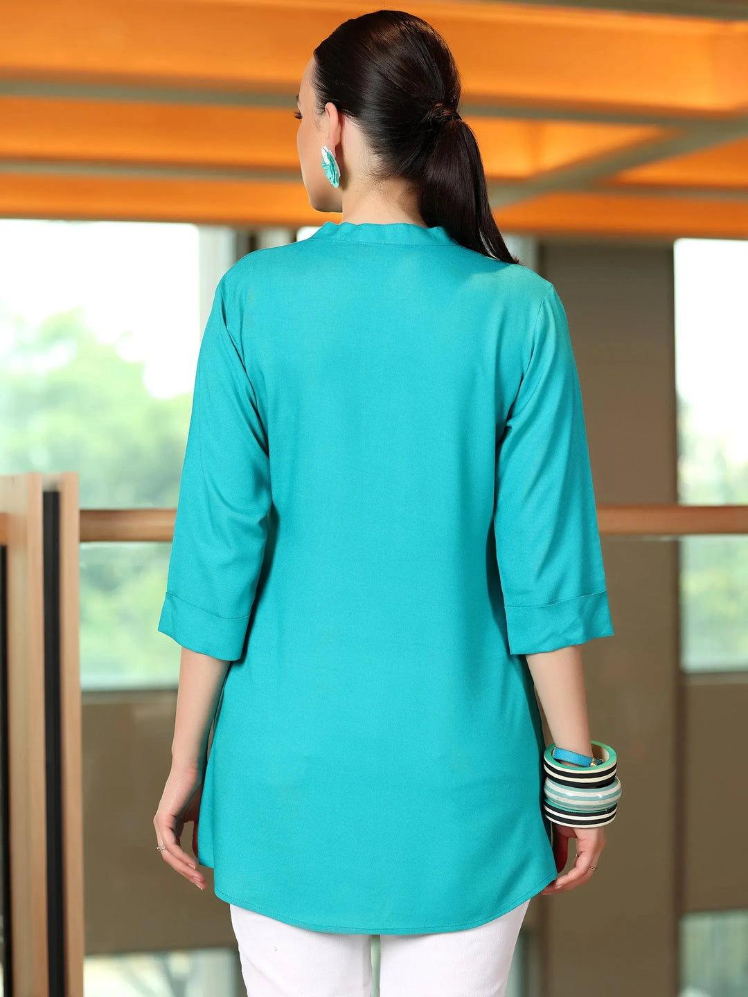  Rama Solid Rayon Straight Tunic 