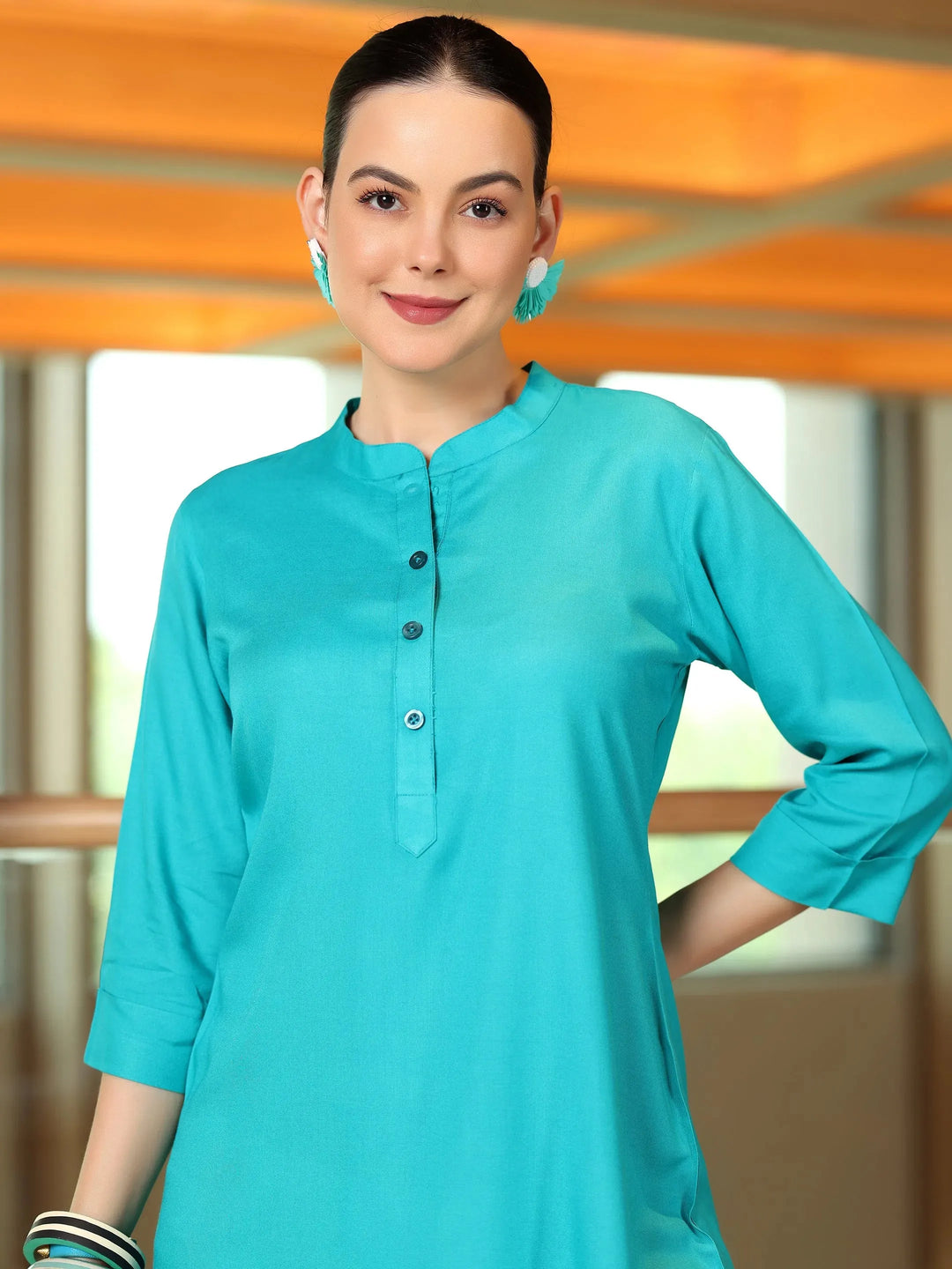  Rama Solid Rayon Straight Tunic 