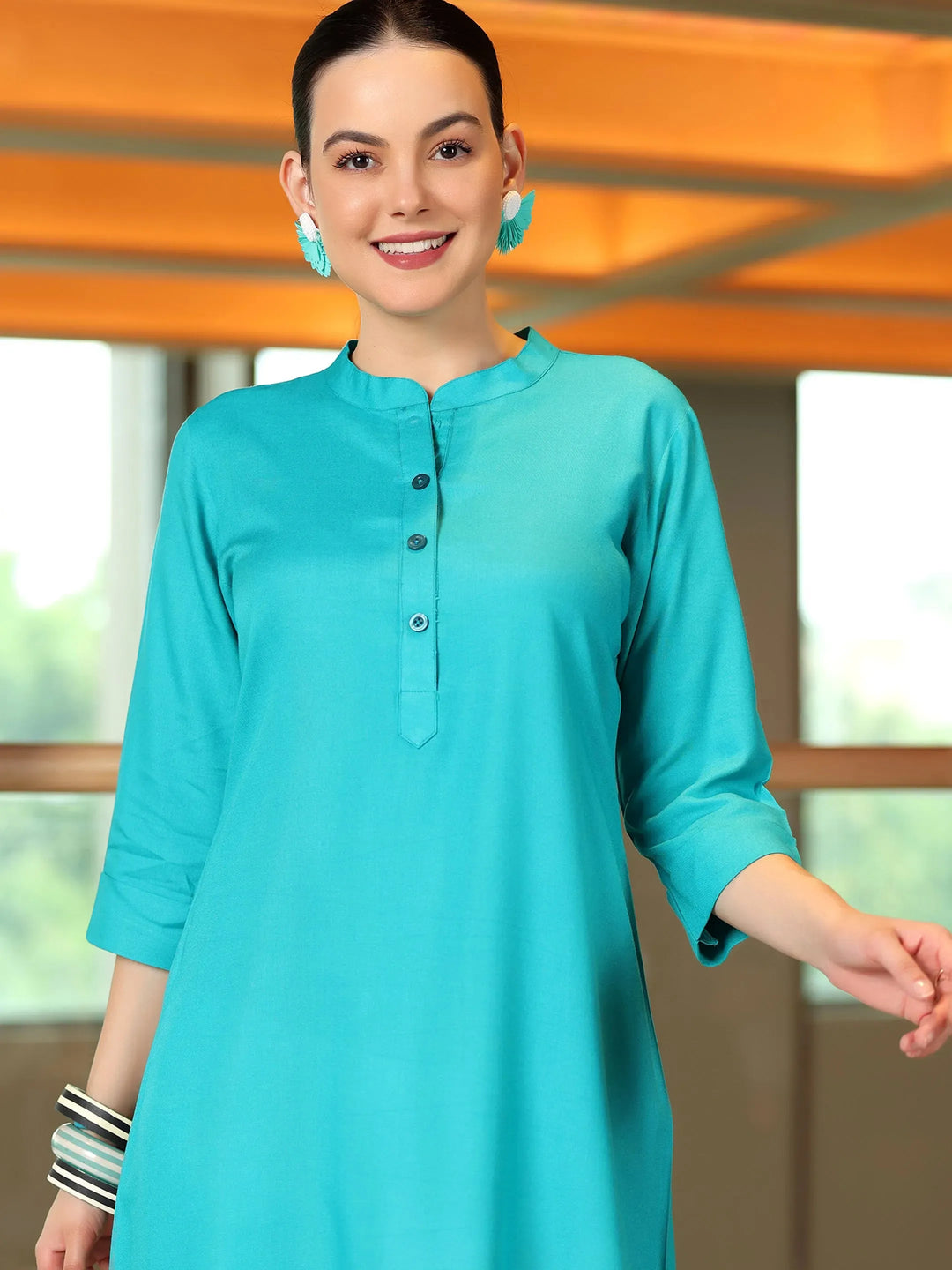  Rama Solid Rayon Straight Tunic 