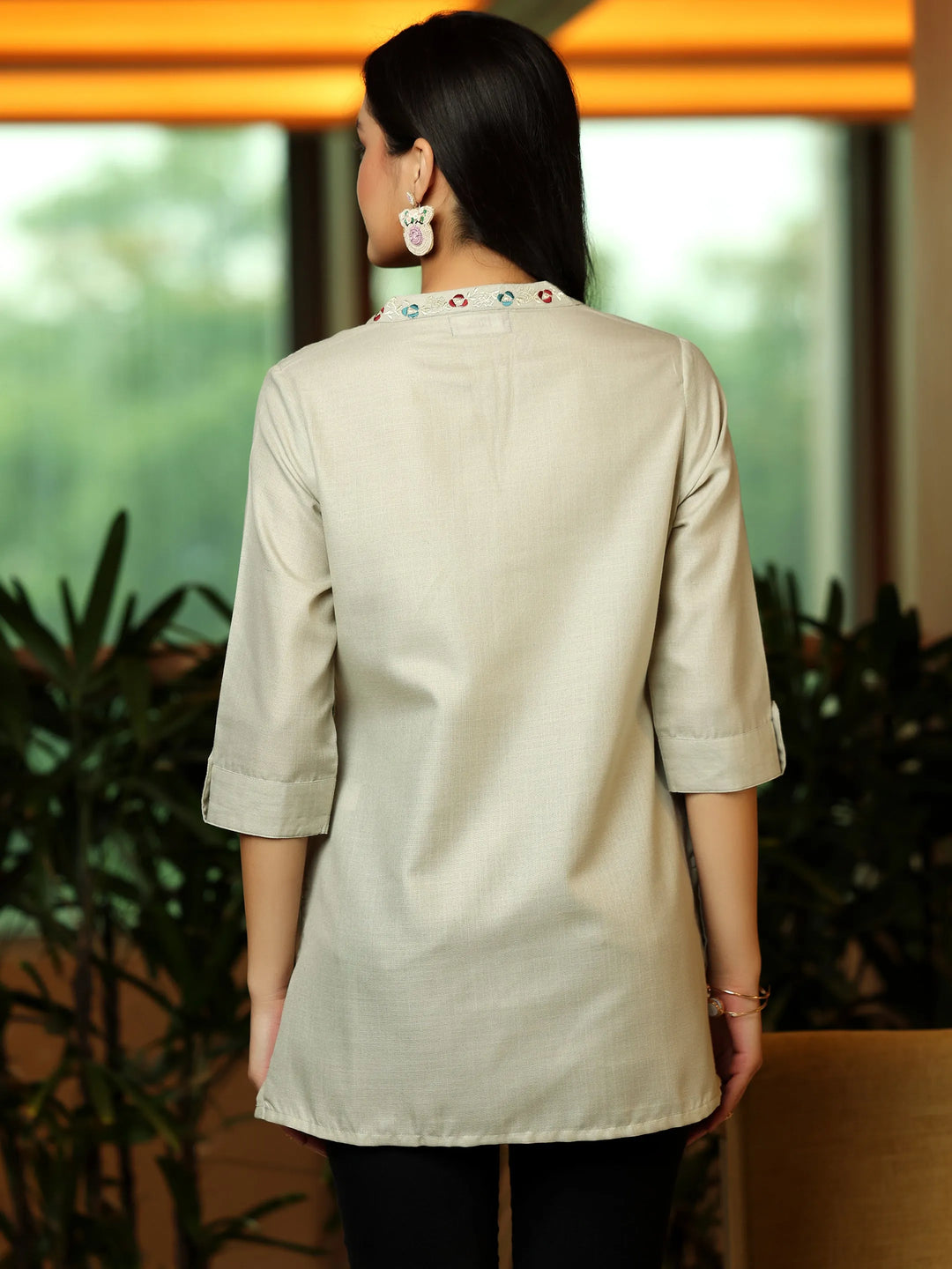  Pista Green Solid Cotton Blend Straight Kurti 