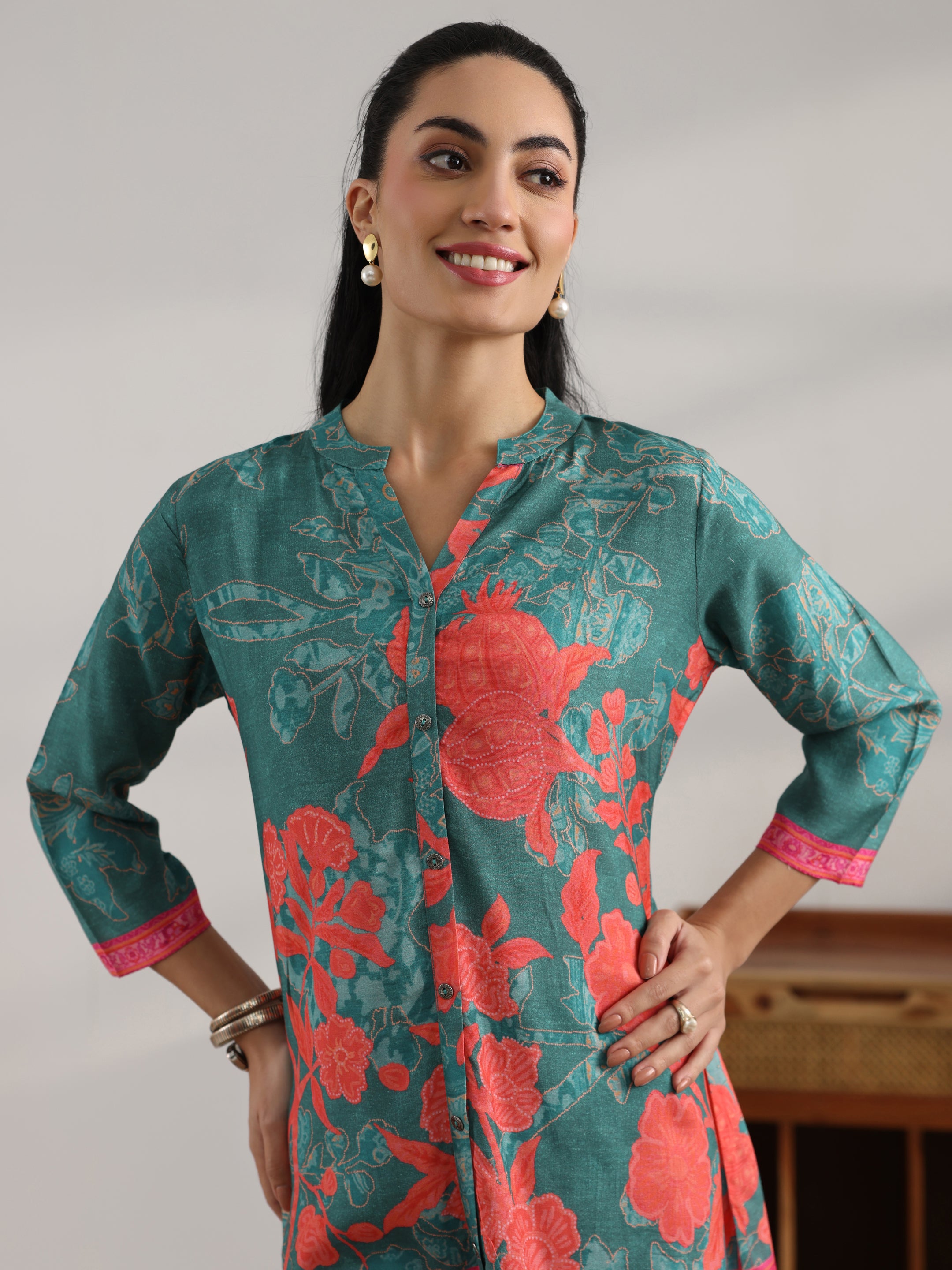 libas Blue Printed Muslin Straight Short Kurti-picture-13