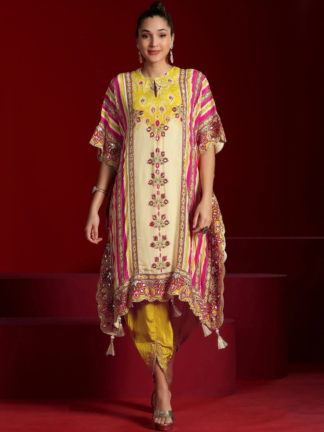  Libas Art Multi Printed Silk Blend Co-Ords 