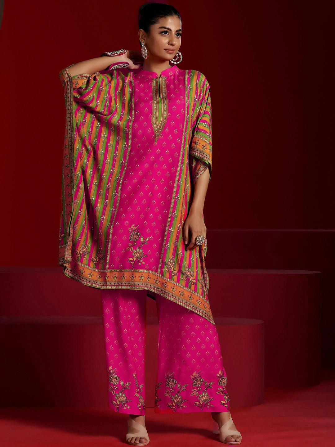  Libas Art Pink Printed Muslin Co-Ords 