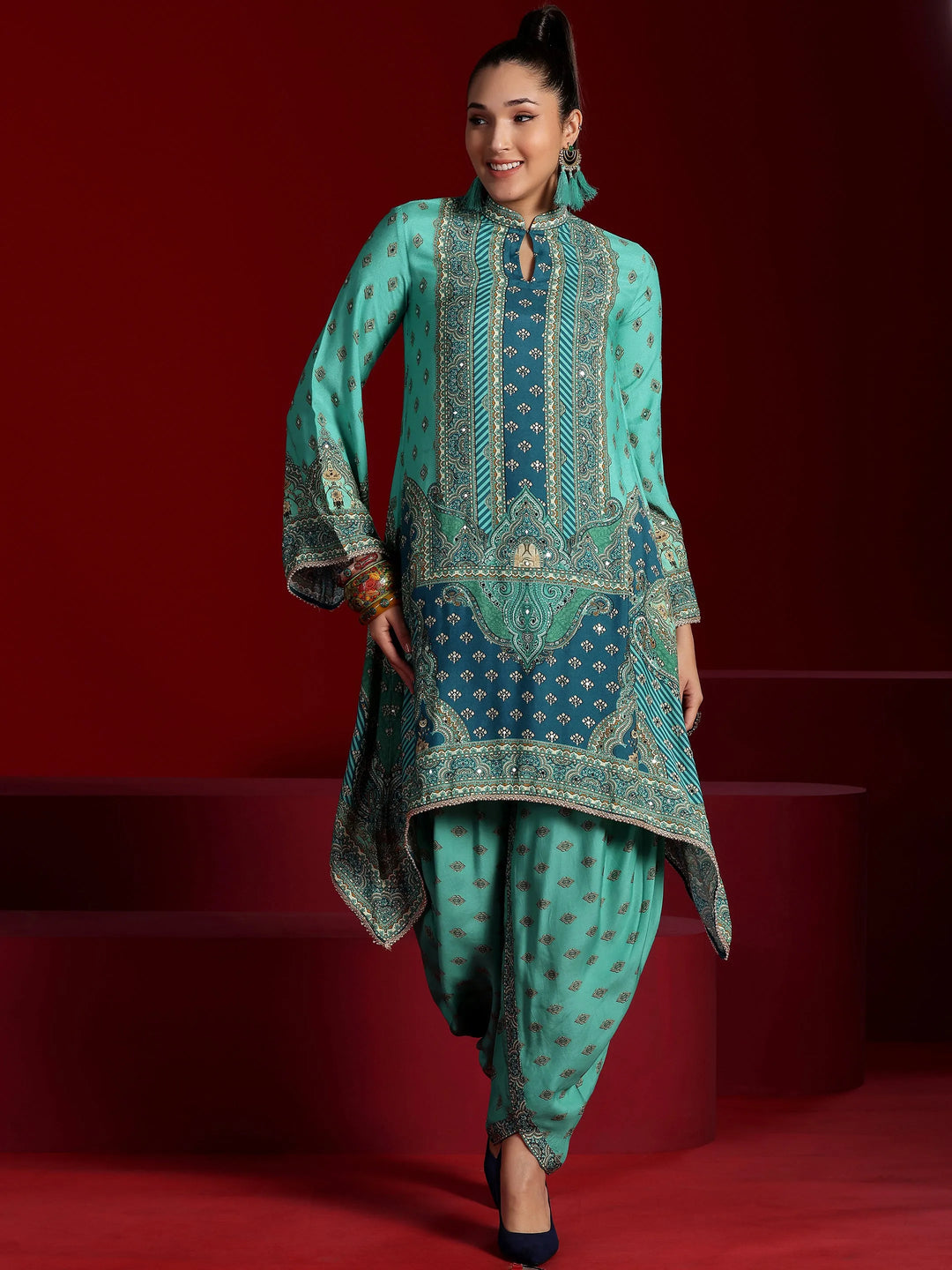  Libas Art Green Printed Muslin Co-Ords 