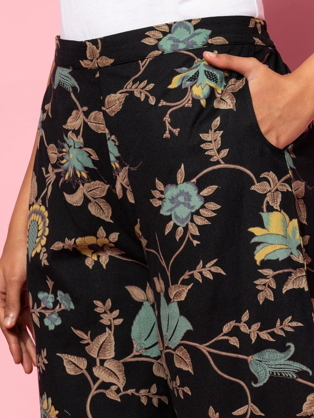 Black Printed Cotton Co-Ords - Libas 