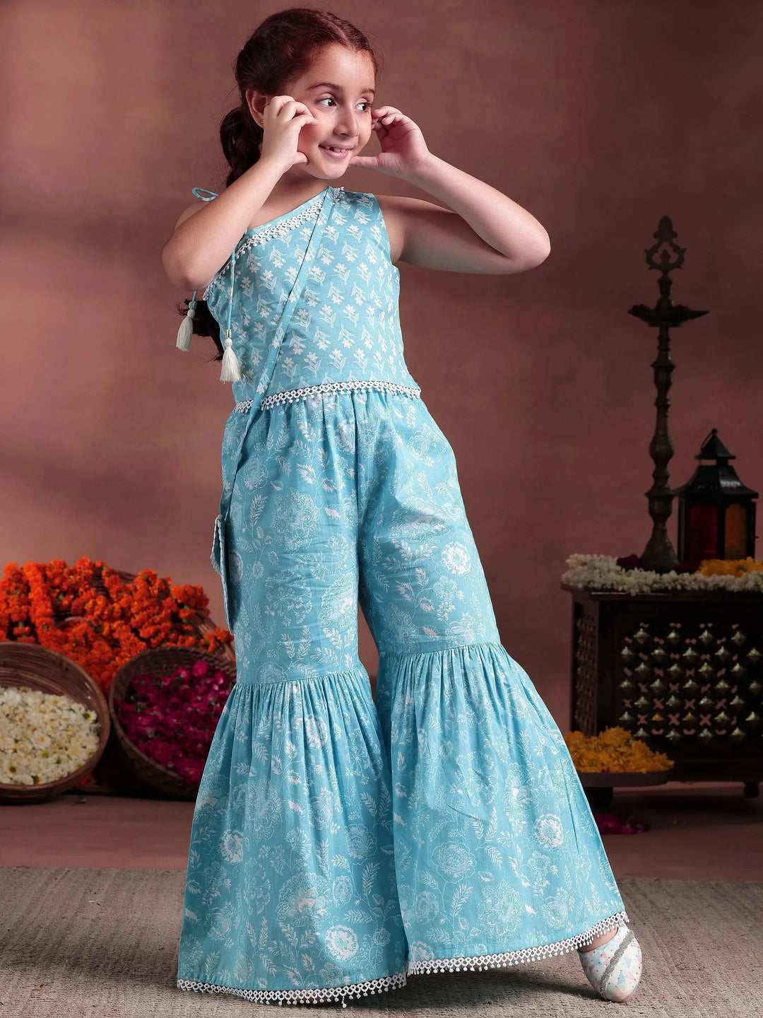  Kids Blue Printed Cotton Co-Ords 