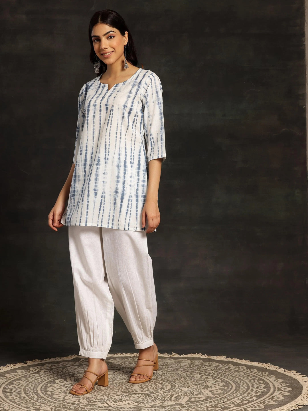 White Solid Cotton Salwar - Libas 