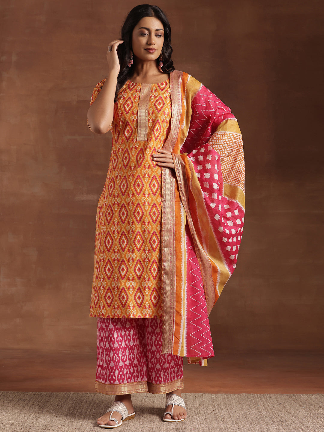 libas Orange Printed Cotton Straight Suit With Dupatta-picture-24