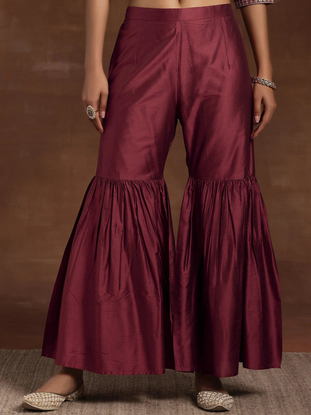 Rust Yoke Design Silk Blend Straight Suit With Dupatta - Libas 