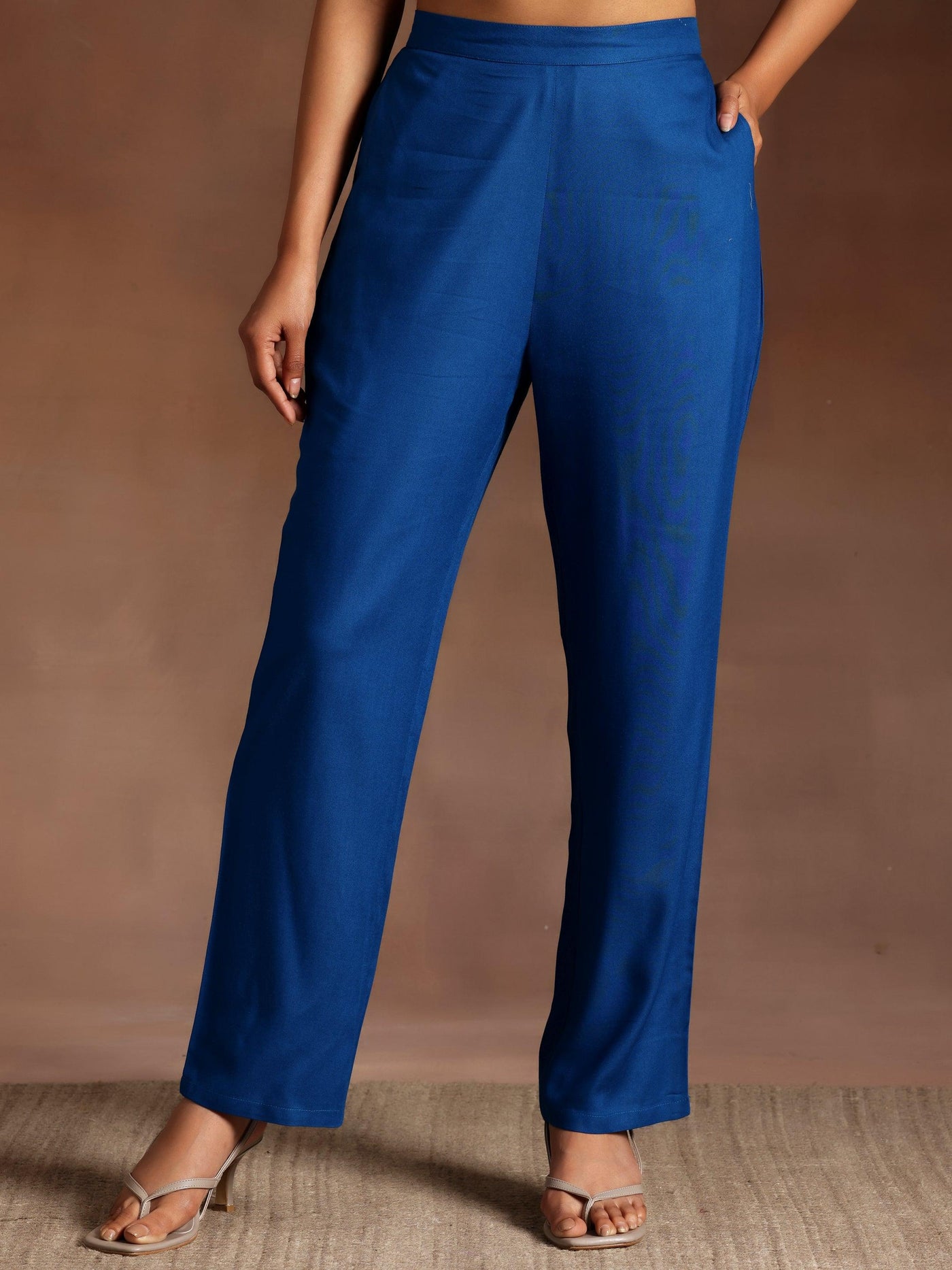 Blue Printed Cotton A-Line Kurta With Trousers & Dupatta - Libas
