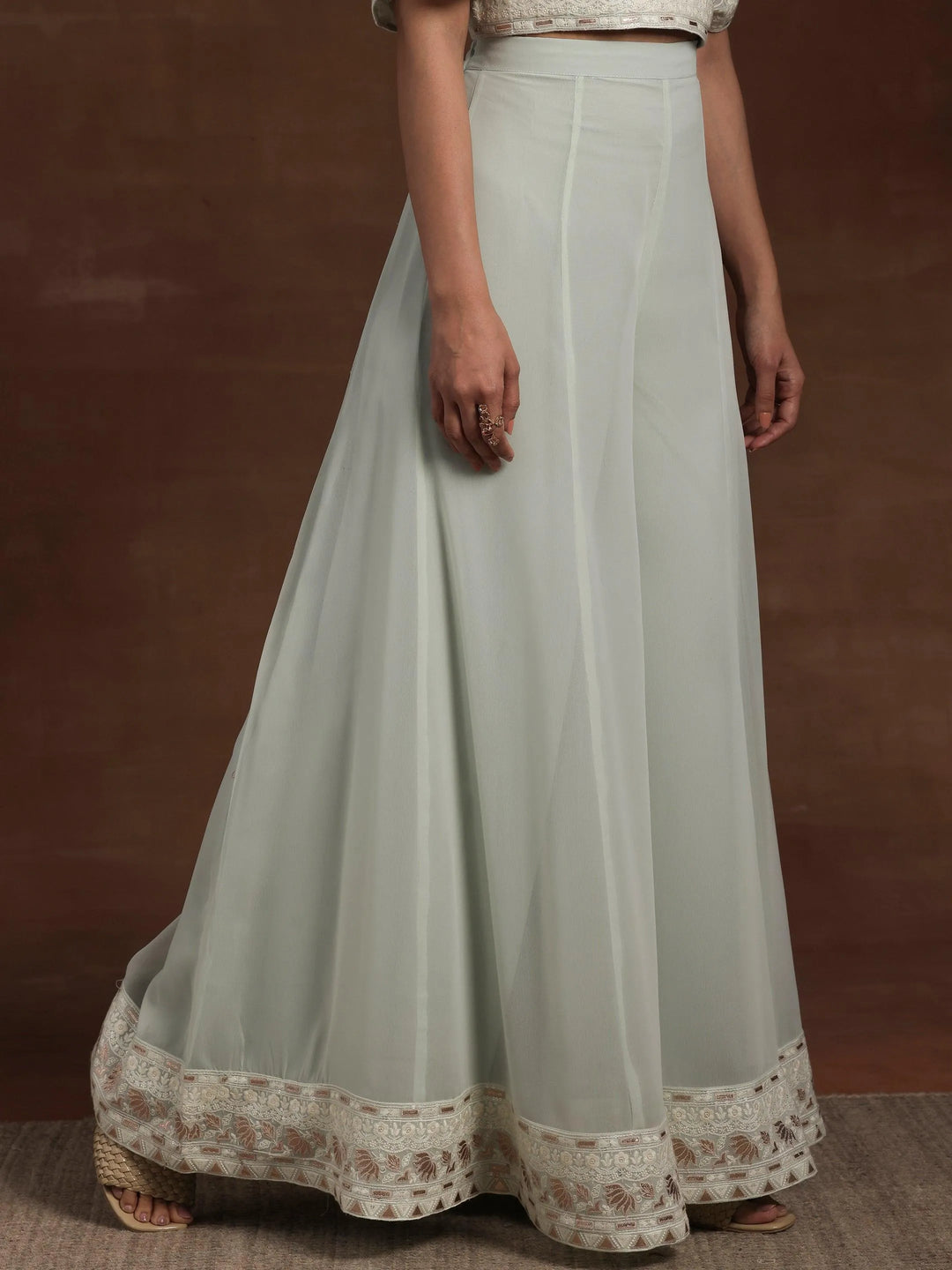Libas Art Green Embroidered Georgette Co-Ords - Libas 