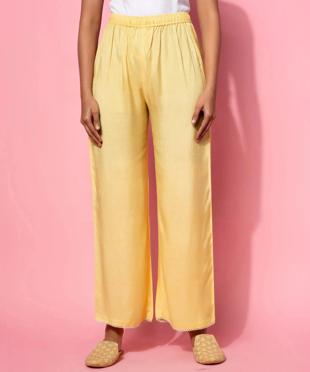  Yellow Embroidered Silk Blend Co-Ords 