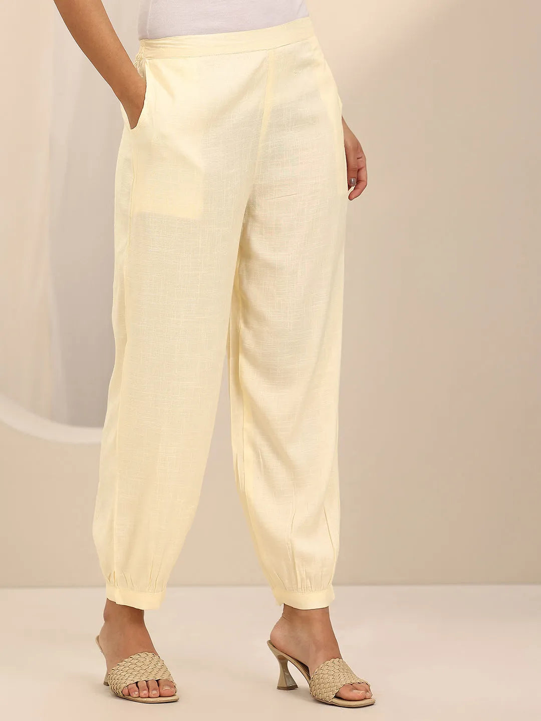 Yellow Printed Cotton Blend Straight Suit Set With Dupatta 