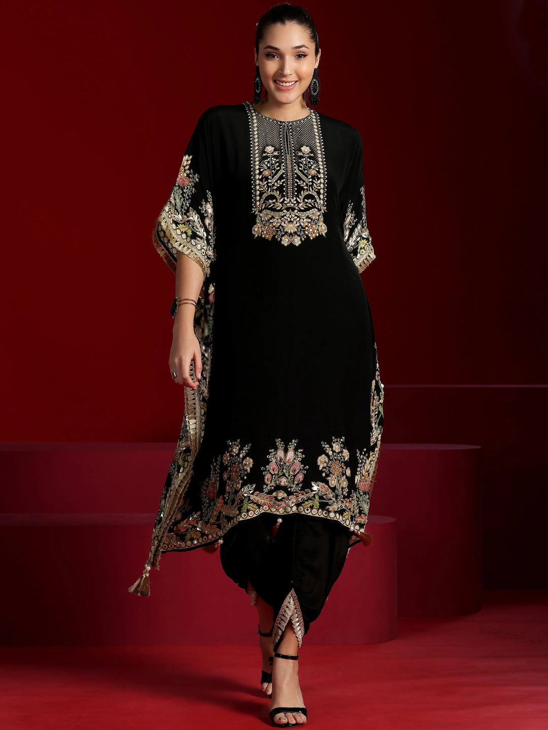  Libas Art Black Printed Silk Blend Co-Ords 