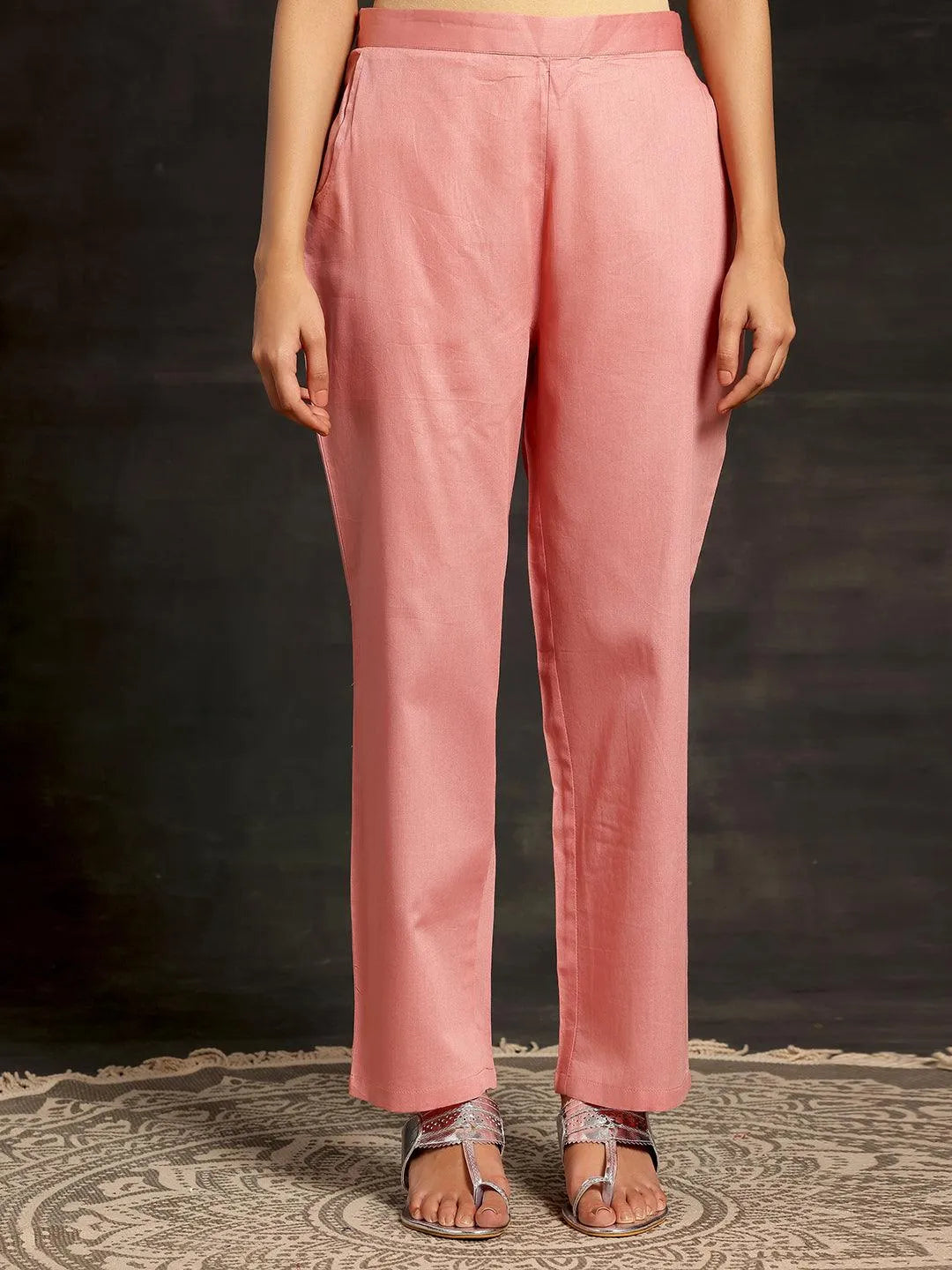 Peach Embroidered Chanderi Silk Straight Suit With Dupatta - Libas 
