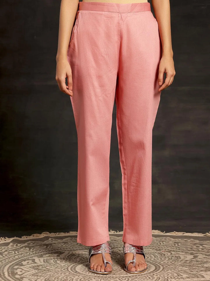 Peach Embroidered Chanderi Silk Straight Suit With Dupatta - Libas