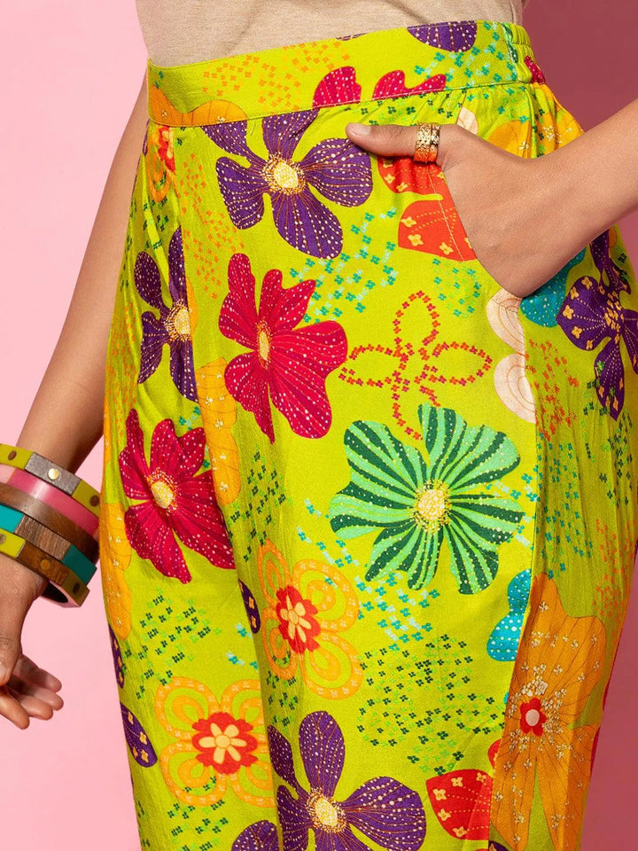 Green Printed Silk Blend Co-Ords - Libas
