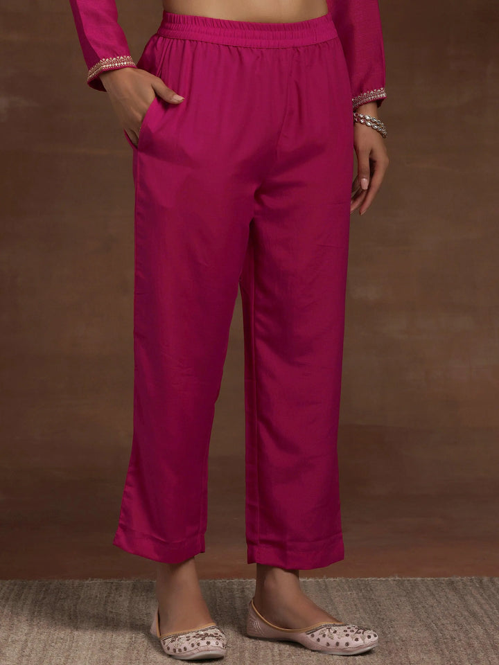 Pink Embroidered Silk Blend Straight Suit With Dupatta - Libas