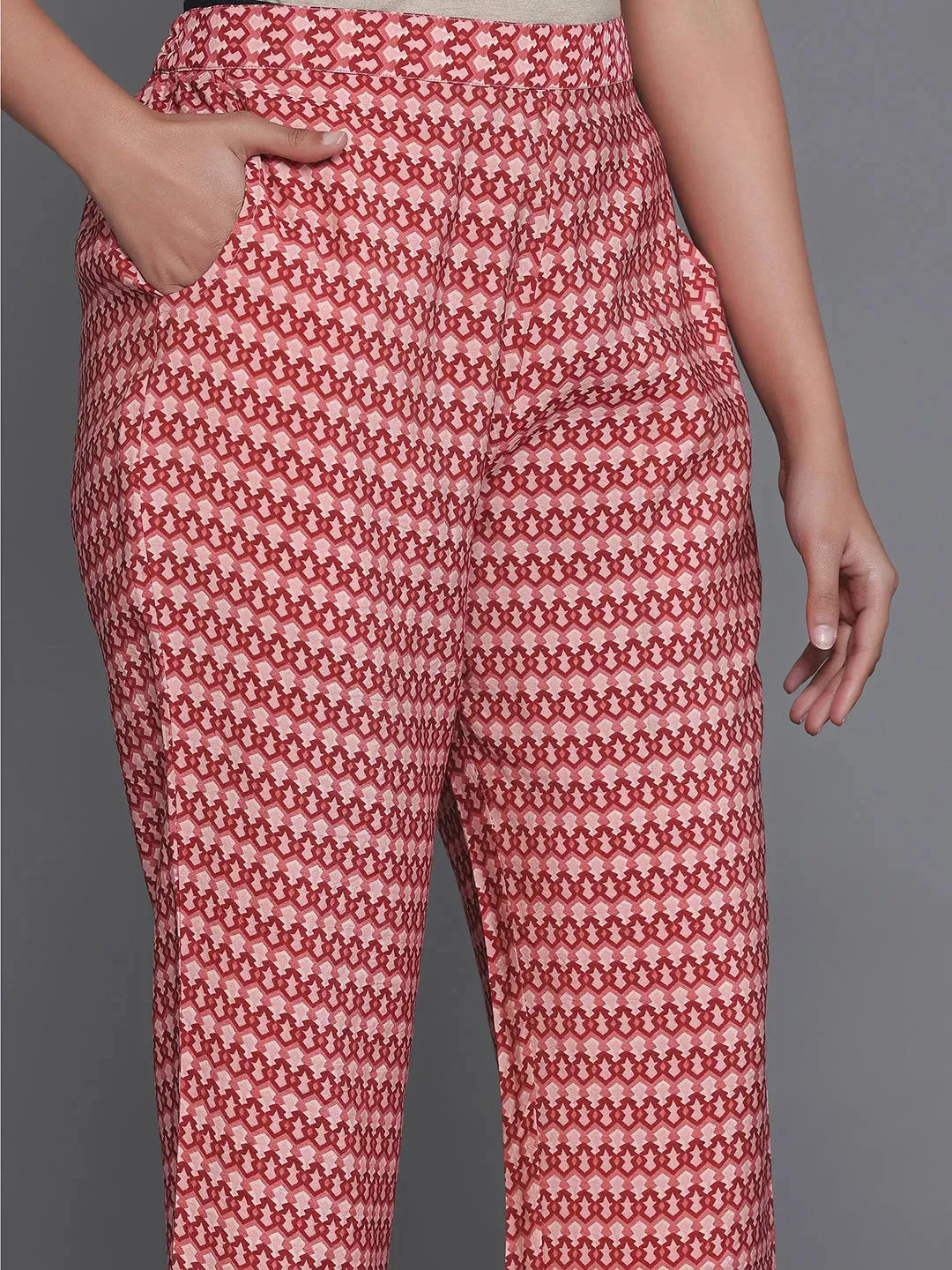  Maroon Printed Silk Blend Straight Suit With Dupatta 