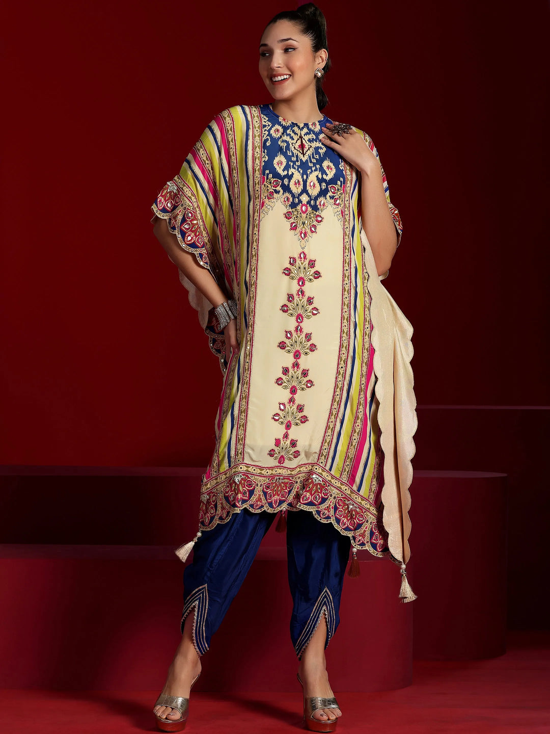  Libas Art Multi Printed Silk Blend Co-Ords 
