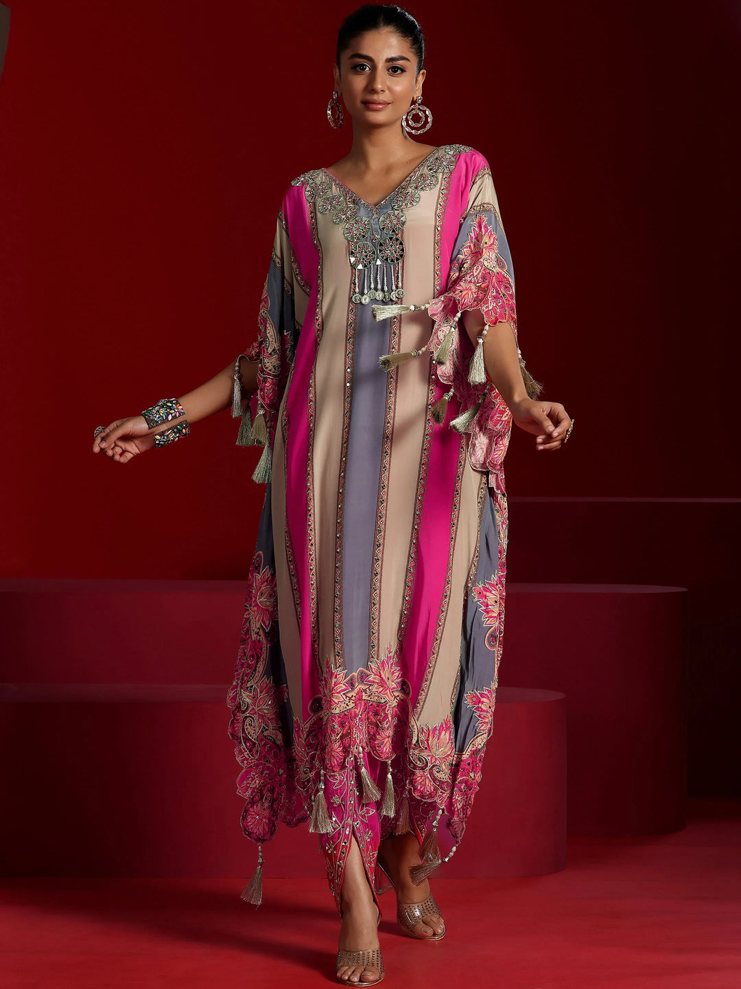  Libas Art Multi Striped Silk Blend Co-Ords 